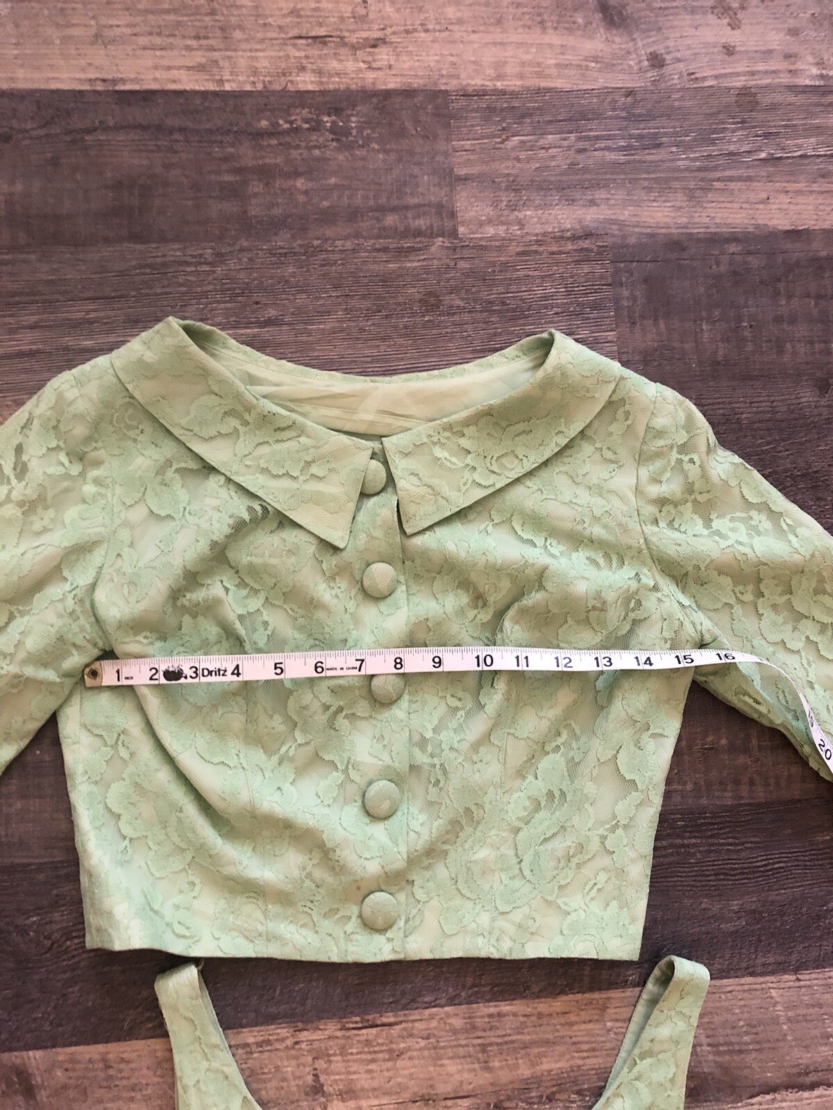 60s VTG Union Tag Sea Foam Green Lace Over Satin Jackie O~Dress&Jacket Set XS/S