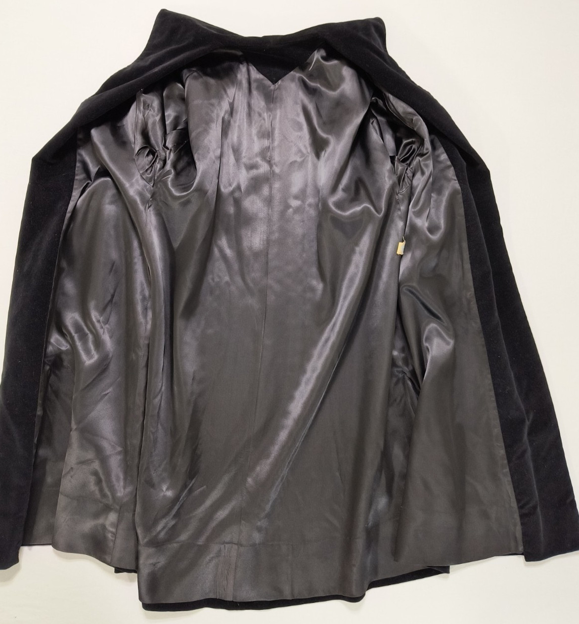 VTG 50s Original Candi Wrap Long Maxi Coat Union Made Black Velvet Witchy L Vamp