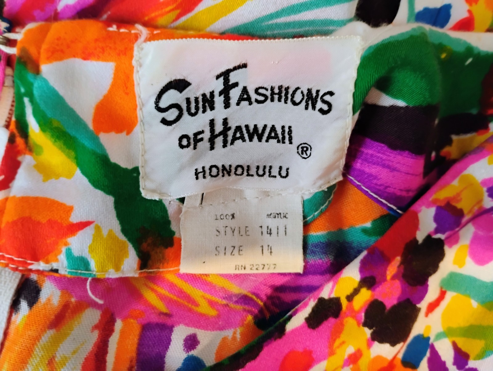 Vintage 60s Sun Fashions of Hawaii Floral Maxi Midi Sun Dress Sz 14