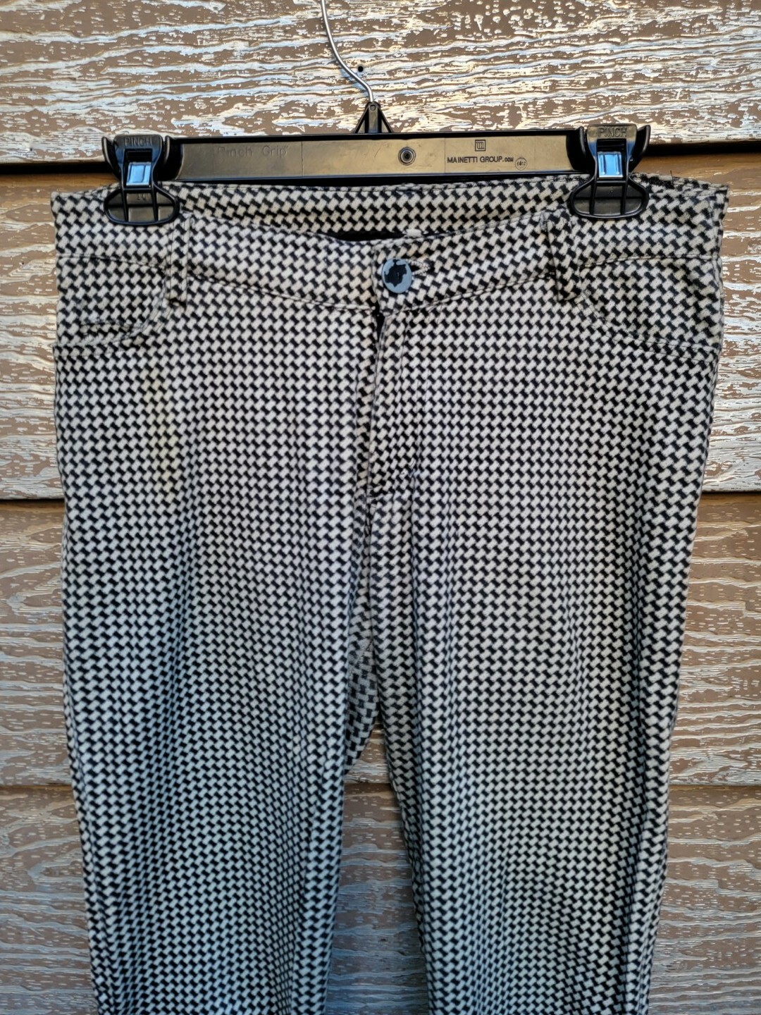 VTG 1960s Womens Stretchy Knit Pants Checkered Crown C&C Zipper Size 6-8 28″-30″