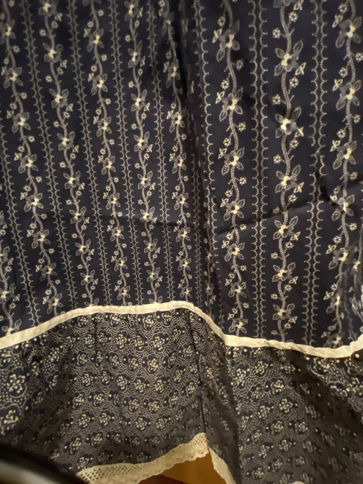 JCPenney navy cotton sun dress spaghetti straps floral lace prairie NWT Large