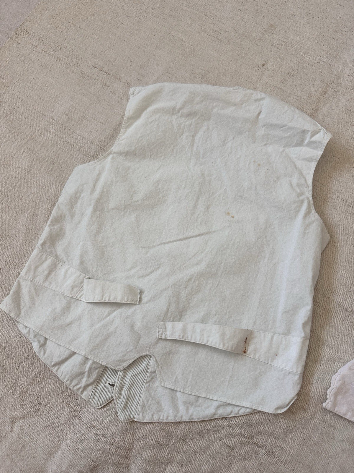 Lot Antique 1900s French Blouse Dress Vest White Cotton Resale Small Medium