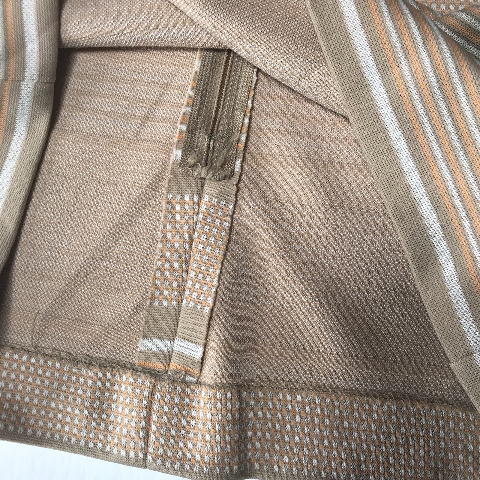 Vintage 60s 70s Women Small Medium Top Striped Knit Tennis Preppy Mod Beige Tank