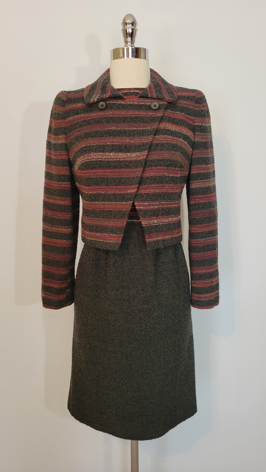 Couture 1960s HARDY AMIES England 2 Pc Dress Jacket Set Suit XS/Small