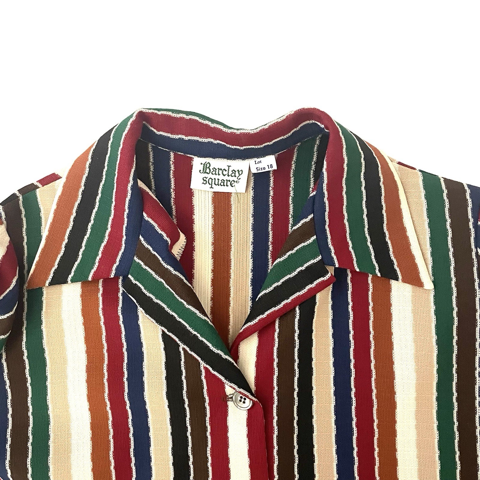 Retro Mod 70s Barclay Square Bold Textured Shirt Jacket, Rainbow Stripe, L/XL