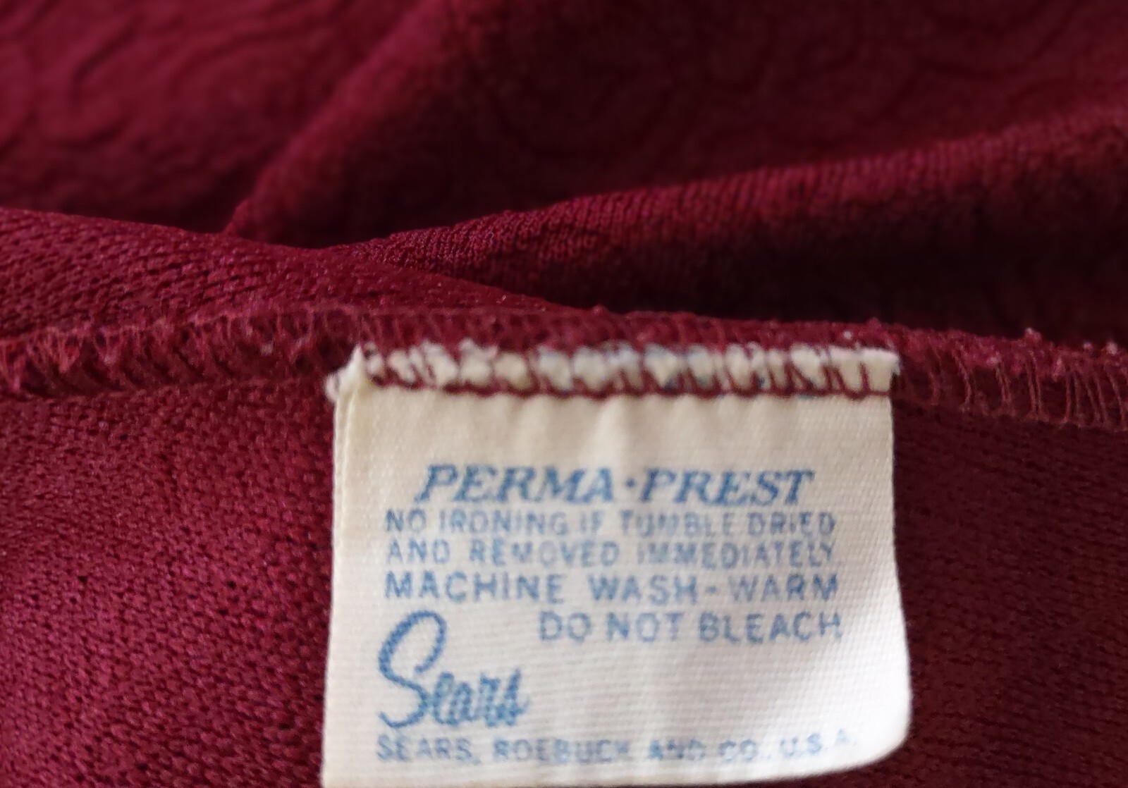 Vintage 60’s Sears Roebuck Burgundy Textured Perma-Prest Polyester Pants S