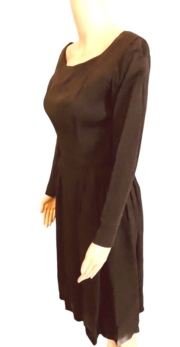 Suzy Perette Vintage 50s Black Rayon Fit Flare Evening Cocktail Dress XS/S