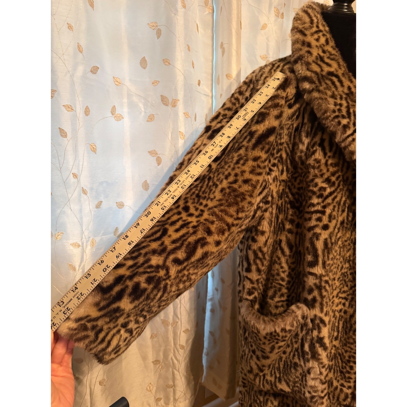 Miss Jackson’s Vintage Leopard Faux Fur Maxi Coat Animal Print Shawl Collar L
