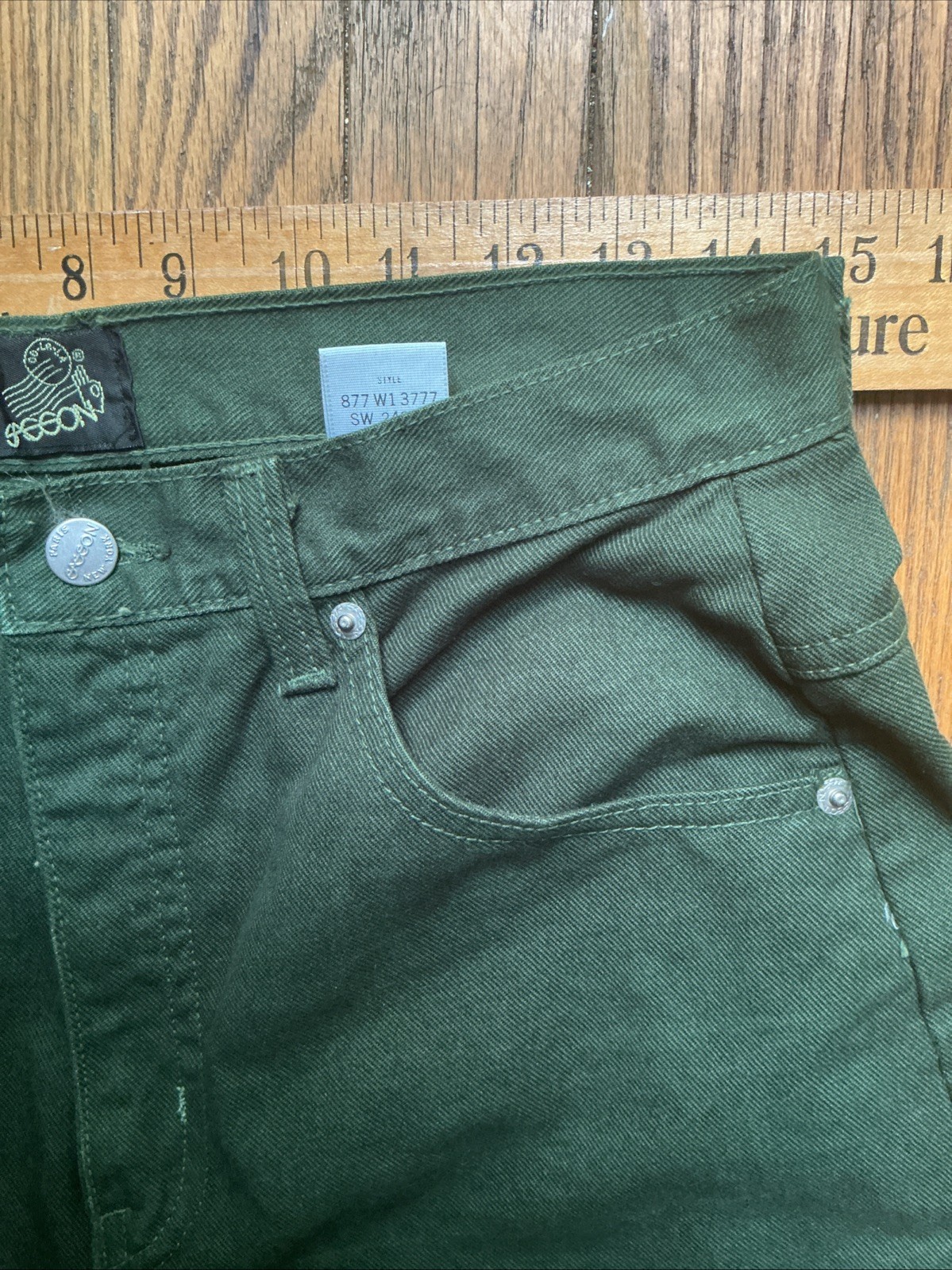 Vintage 80s SASSON Green Denim Mom Jeans Sz 12 High Rise Tapered Leg Made In USA