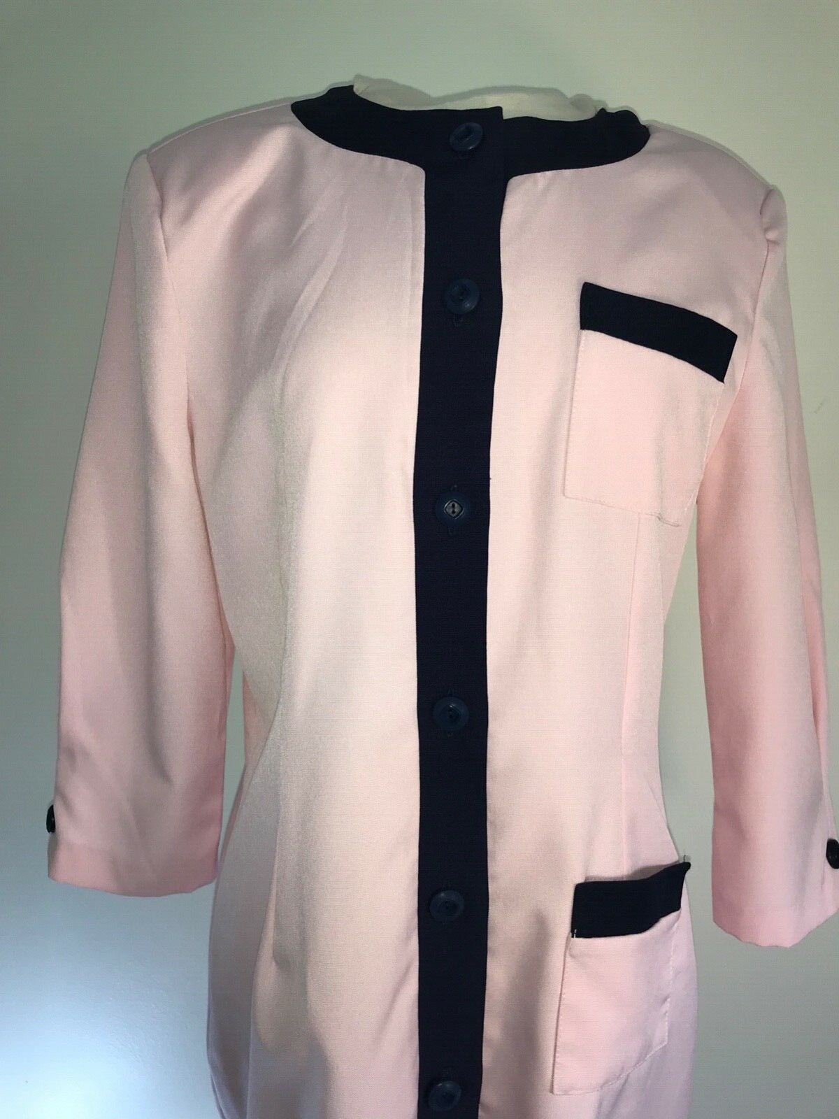 Vintage Pink Retro Mod Dress 60s 70s Office Costume Size XL GLOW Knee Length