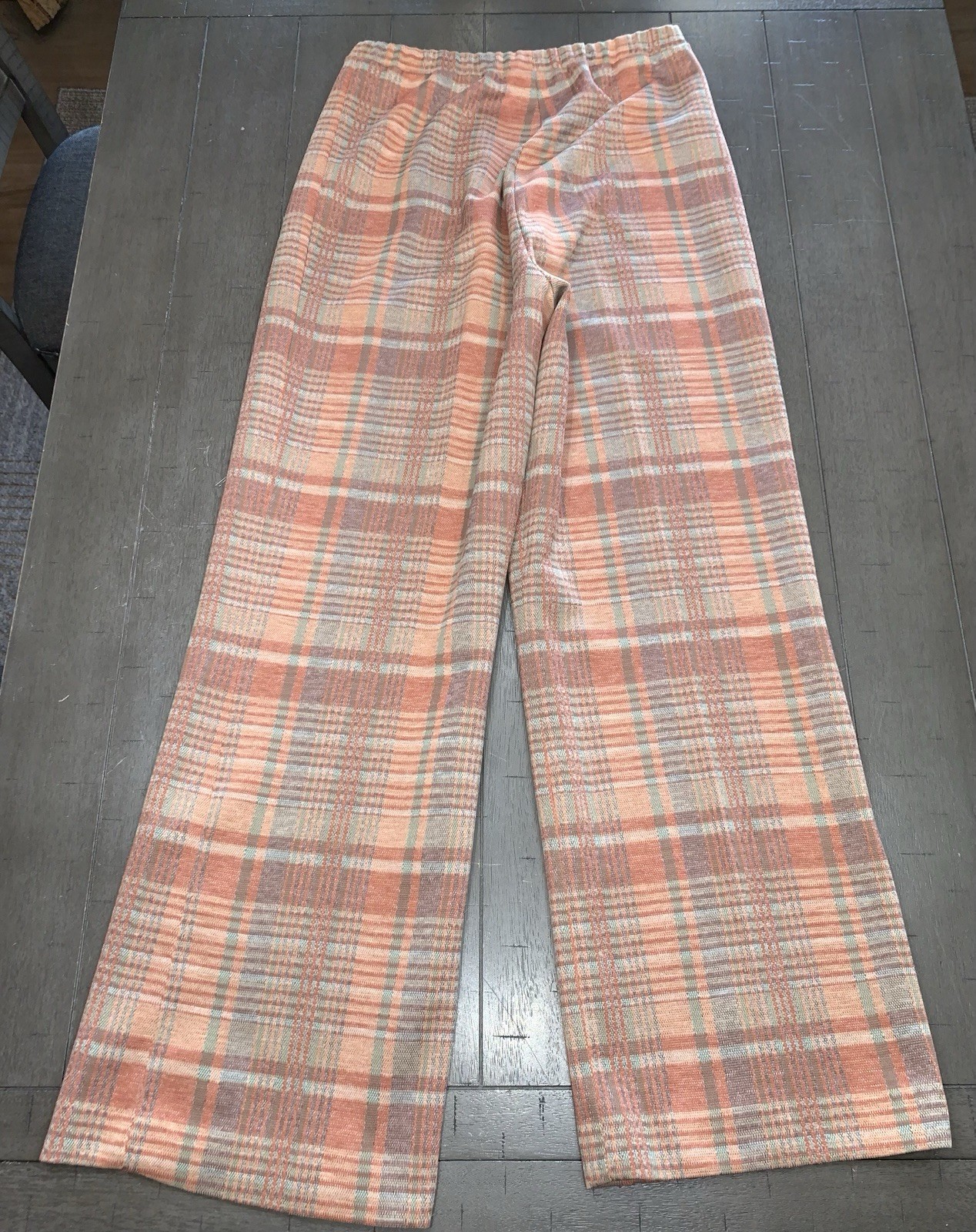 B7 VTG 25×30” SM GRAFF 60s PANTS RUST/TAN PLAID MCM FLARED MOD/GOGO DISCO PULLON