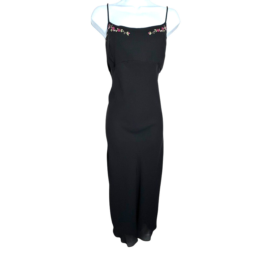 Jessica McClintock vintage 90’s maxi dress gown size 11 12 black long Homecoming