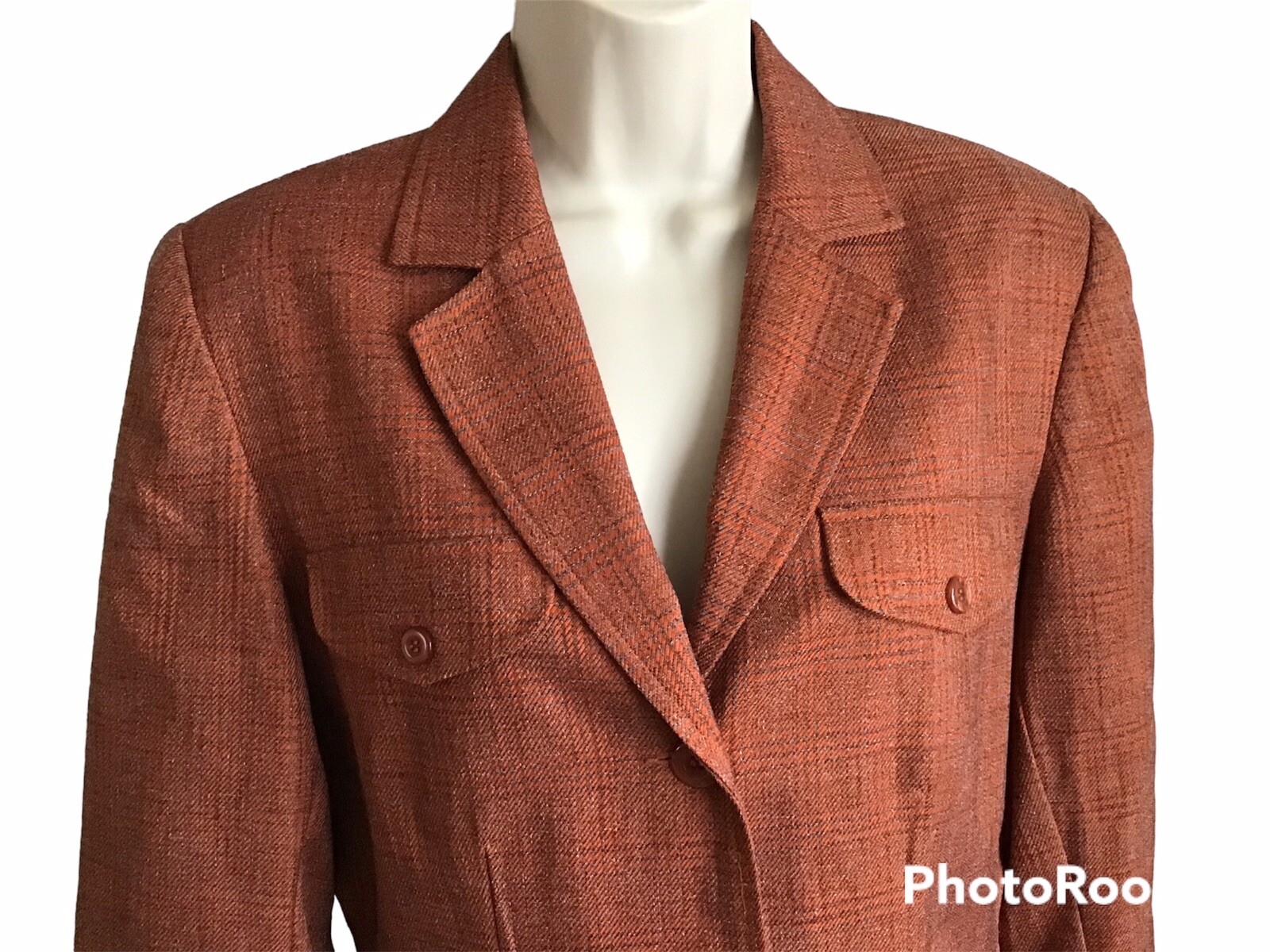 Stanley Blacker Women’s 2-Piece Suit Polyester Rust Orange Vintage Size 8
