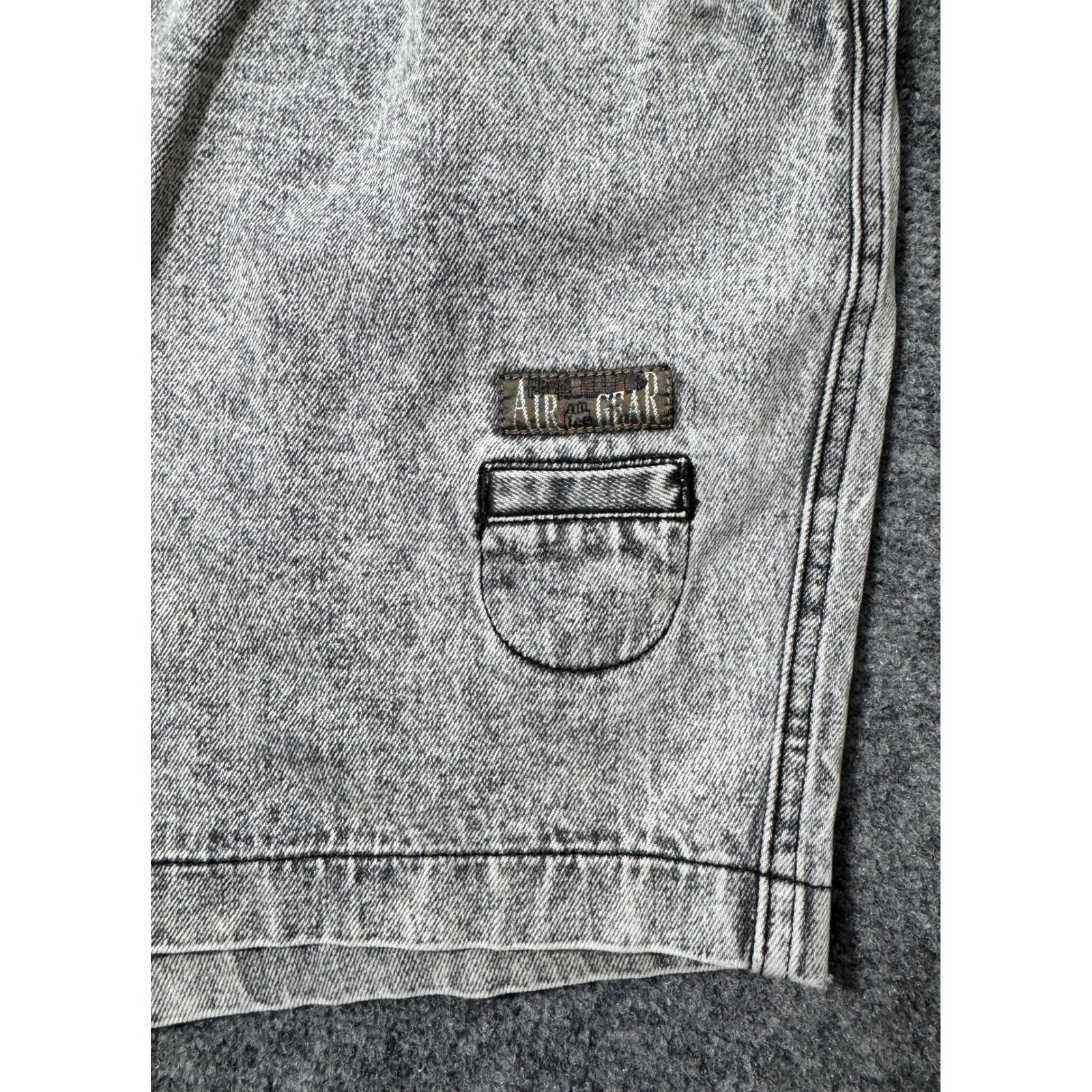 Vintage Lee Air Gear Acid Wash Gray Denim Shorts Womens 34 High Rise 90s Retro