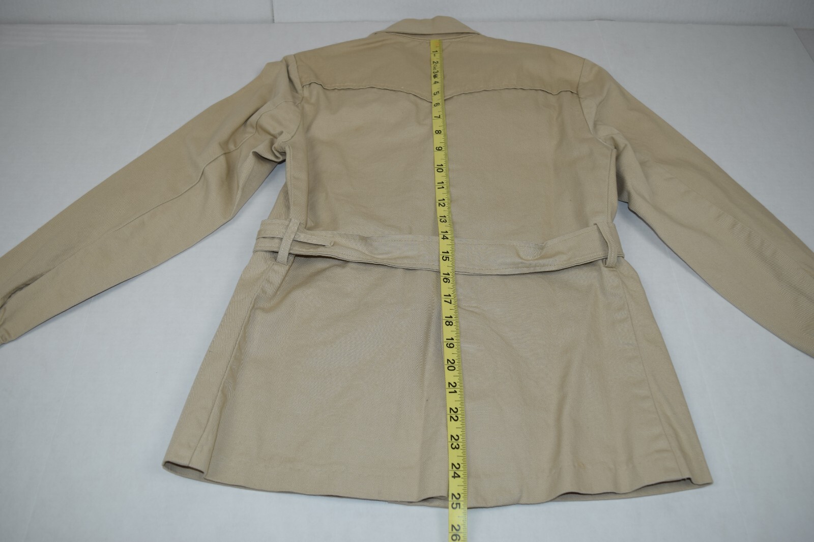Vintag Safari Shirt Jacket Size XS/S 50s 60s Khaki 4 Pocket Belted Shirt Jacket