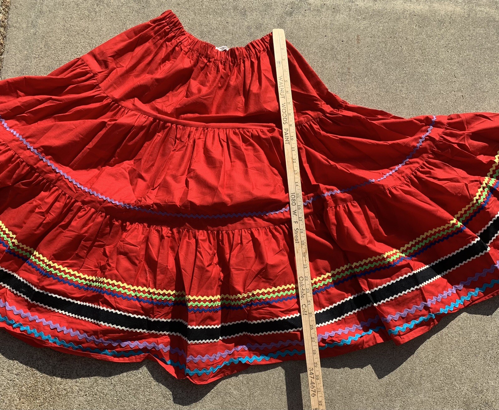 vintage peasant skirt red multicolor ric rac i magnin Sottana by David Lobman 4
