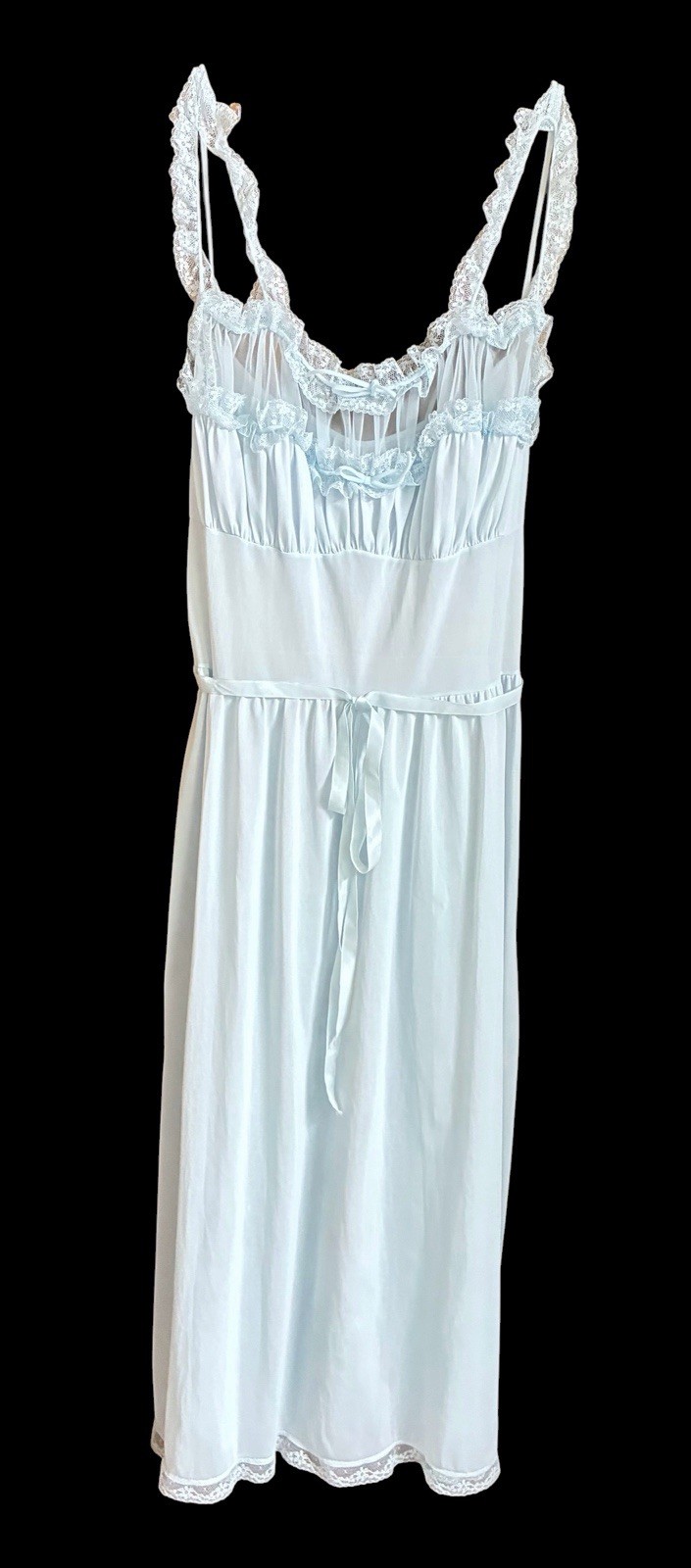 Vtg 60s Luxite Kayser Nylon Babydoll Slip Dress Sz 34 Blue Nightie Fairy