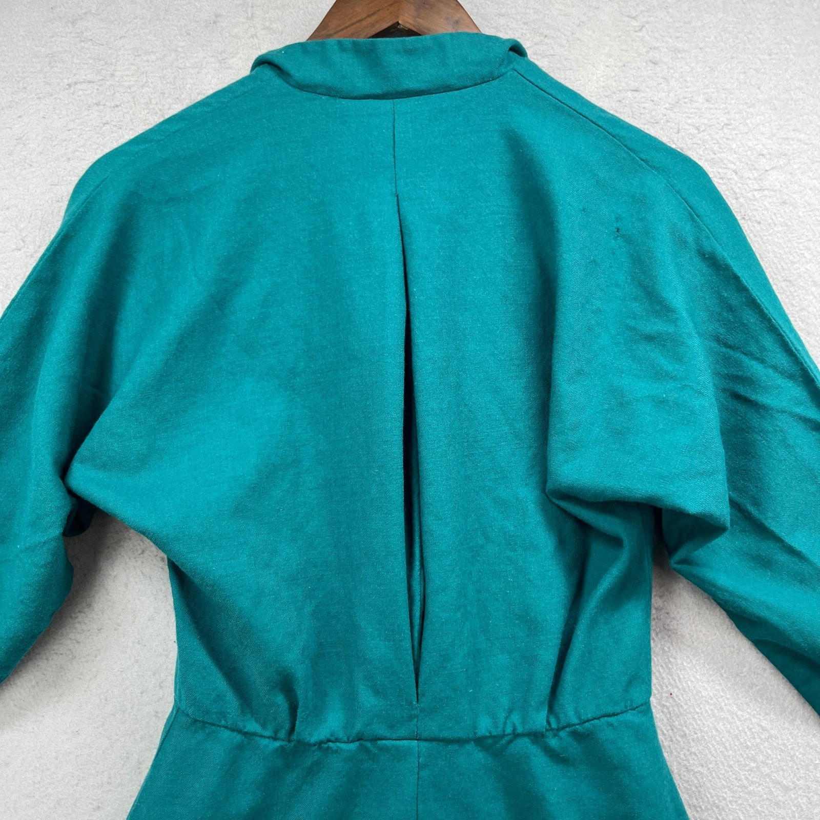 VTG Doncaster Coat Dress Womens 8 Teal Green Double Breasted Gold Button Maxi