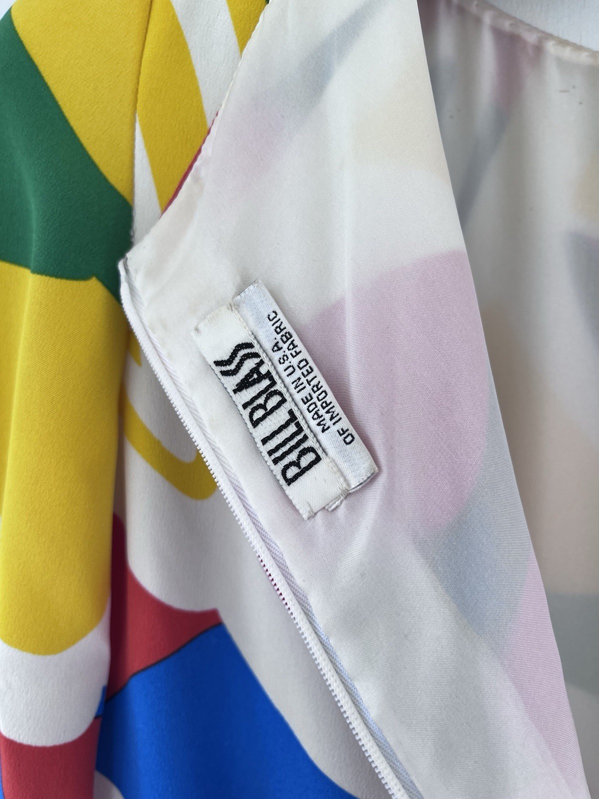 Bill Blass 1960s MCM Color Block Silk Faux Wrap Cocktail Dress