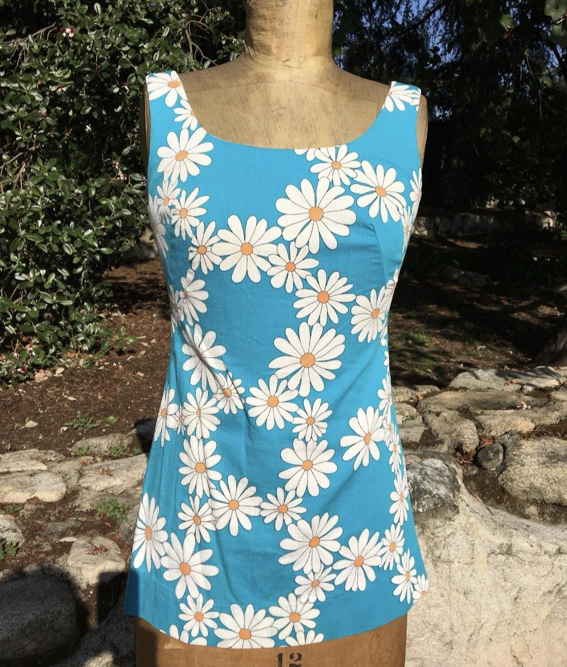 Vintage 50’s/ 60’s Daisy Tunic Top ~Kingsley’s Santa Barbara~Small
