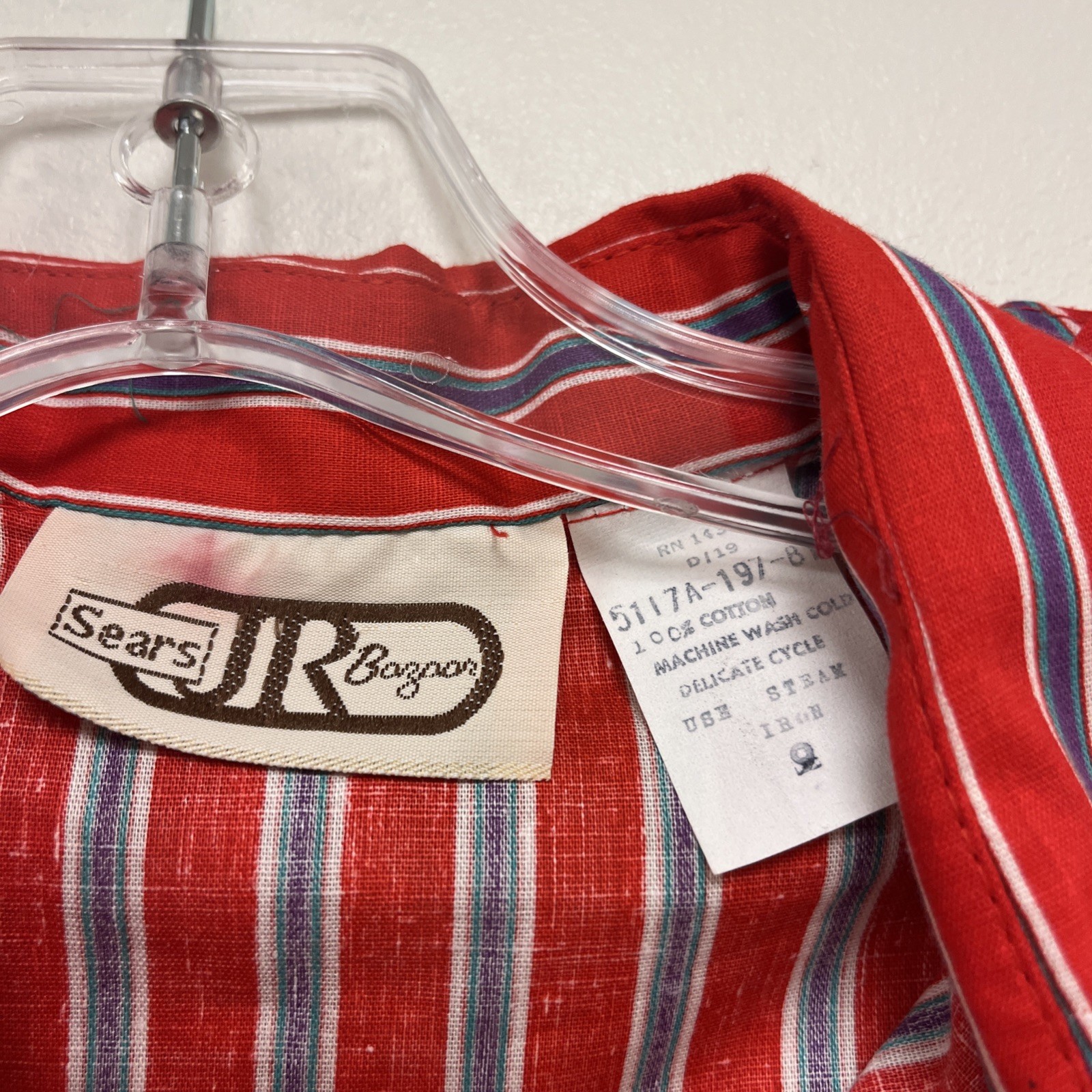 Vintage 1970s Sears JR Bazaar Striped Long Sleeve Button Up Shirt With Ruffles