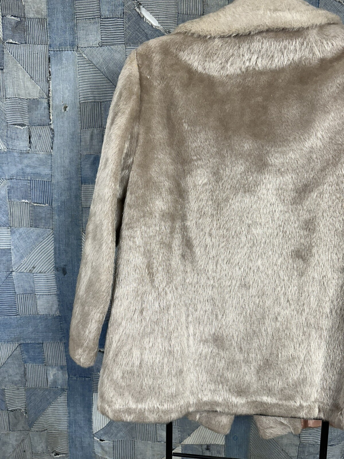 60s VINTAGE Faux Fur Pea Coat Wood Buttons Size Small Gorgeous