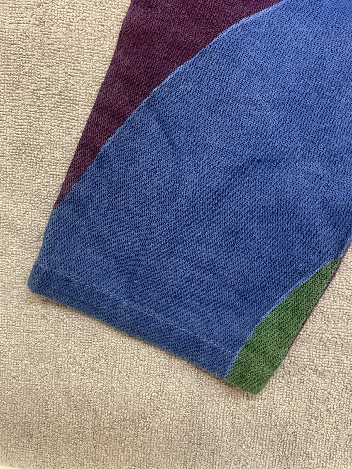 Vintage 1970s Kenzo Japan Blue Purple Green Abstract Harem Parachute Pants 26×30