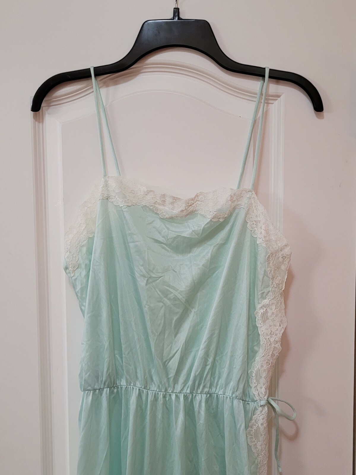 Vintage Avon Fashions Lingerie Mint Green Nightgown Side Tie Size Small Chemise