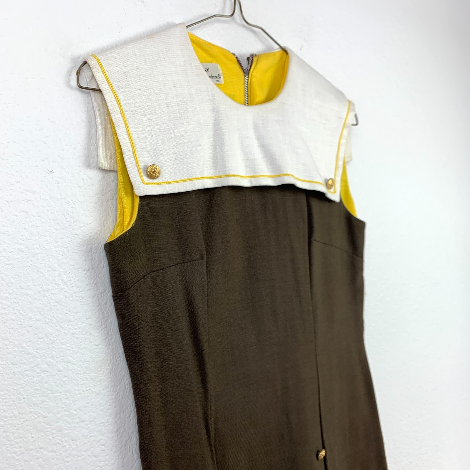 Vintage 50s 60s Parfait Originals Brown Short Sailor Dress Size 11 Chest 31″