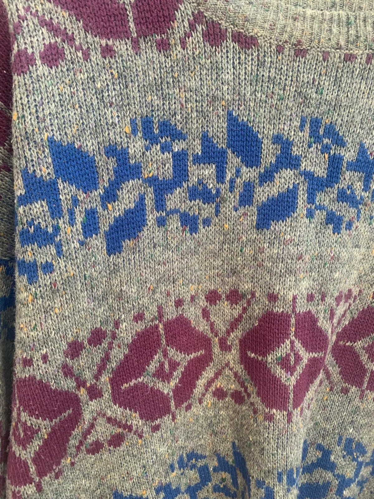 TJW for mervyns VTG Gray acrylic Sweater Women’s Size XL Blues Purples