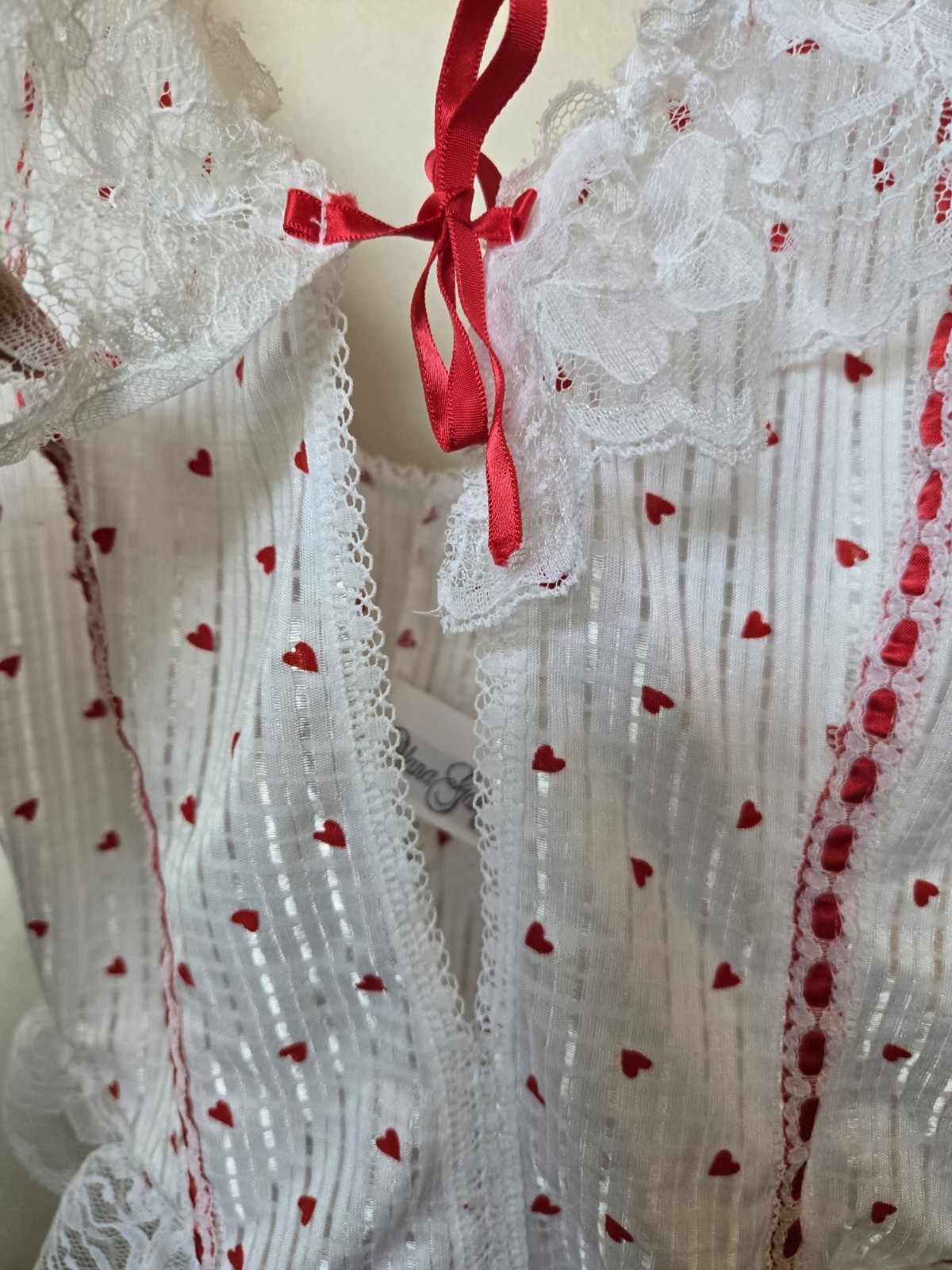 Vintage Alana Gale Teddie Twee Tiny Heart Ruffle Lace Lingerie Sz Mone Piece