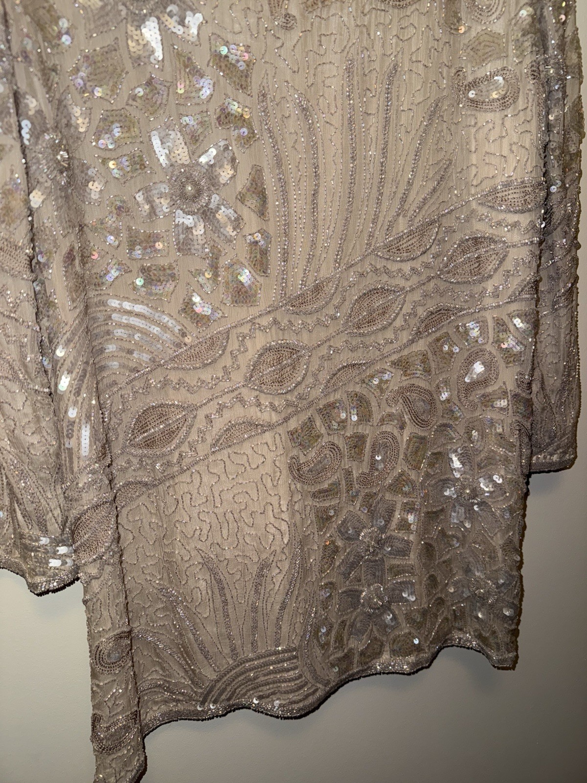 VTG JUDITH ANN CREATIONS Bead Sequin 100% Silk Jacket Sz Medium