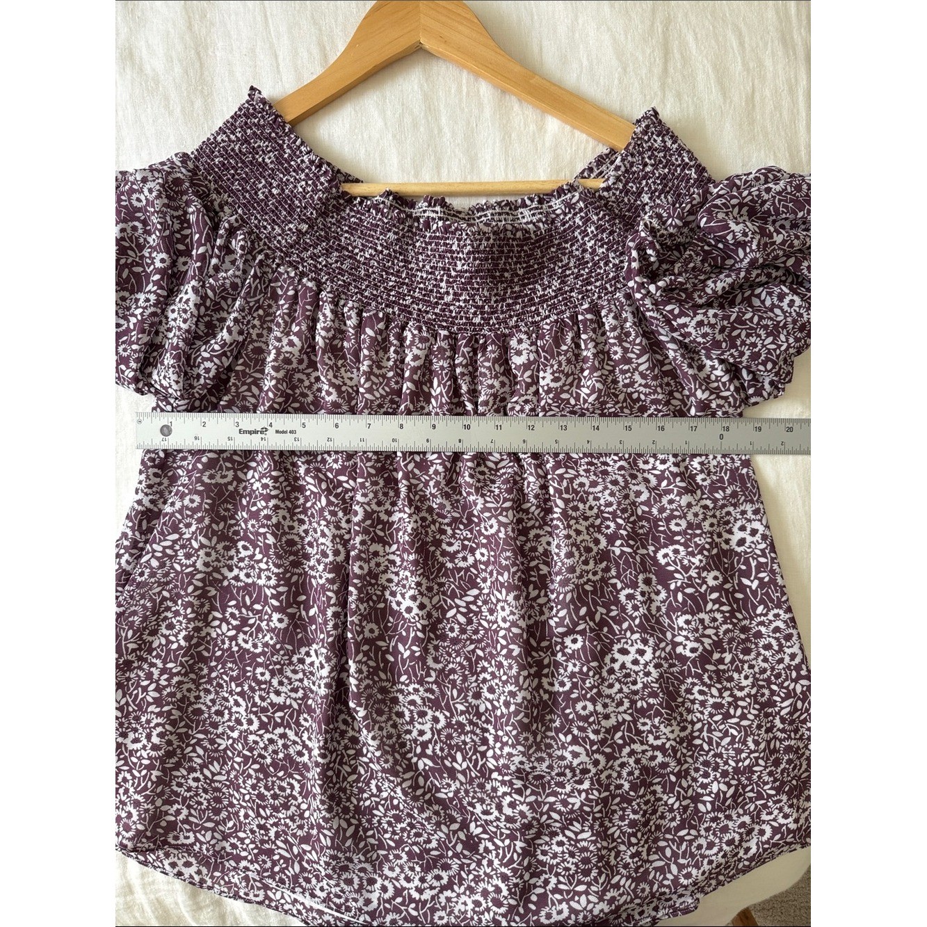 LOFT Smocked Floral Blouse – 3/4 Sleeve Boho Top | Cottagecore Women’s Size M