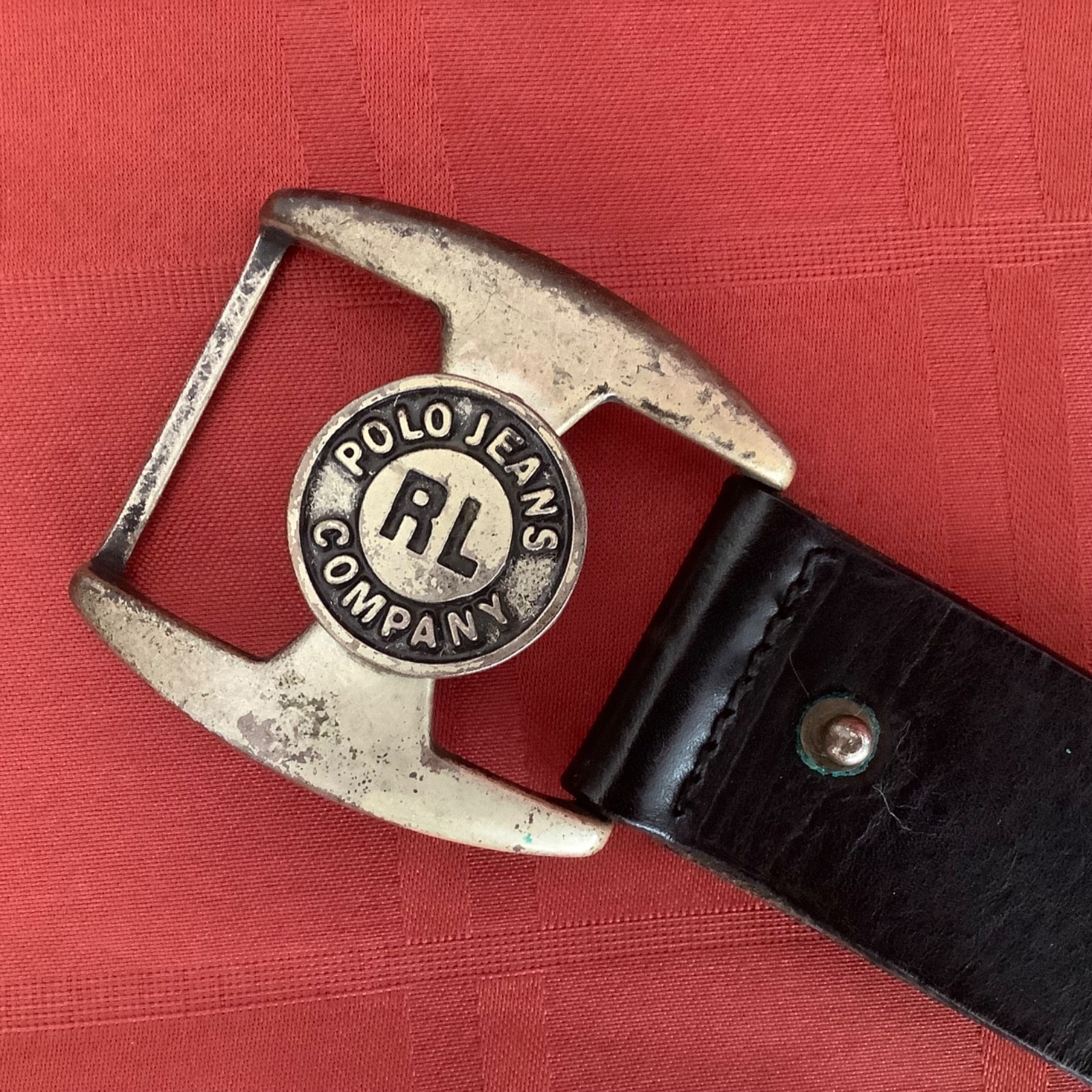 VTG Women’s Ralph Lauren Polo Jeans Co. Leather Belt Black Size 34 Italy