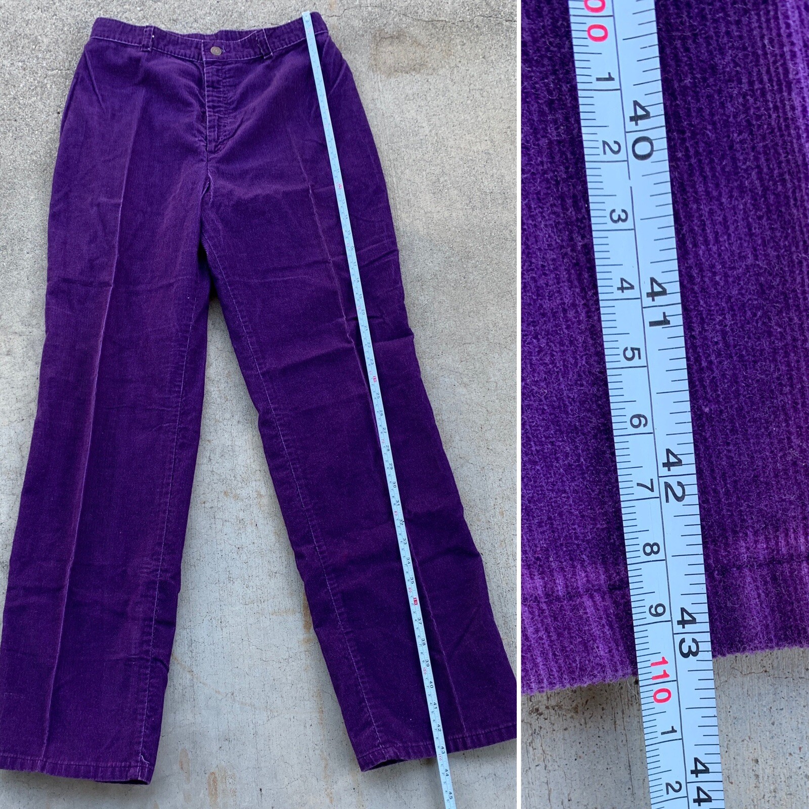 Vintage Purple LEVIS Corduroy Pants Wide Leg Sz 16 30 Waist Scovill Zipper 70s