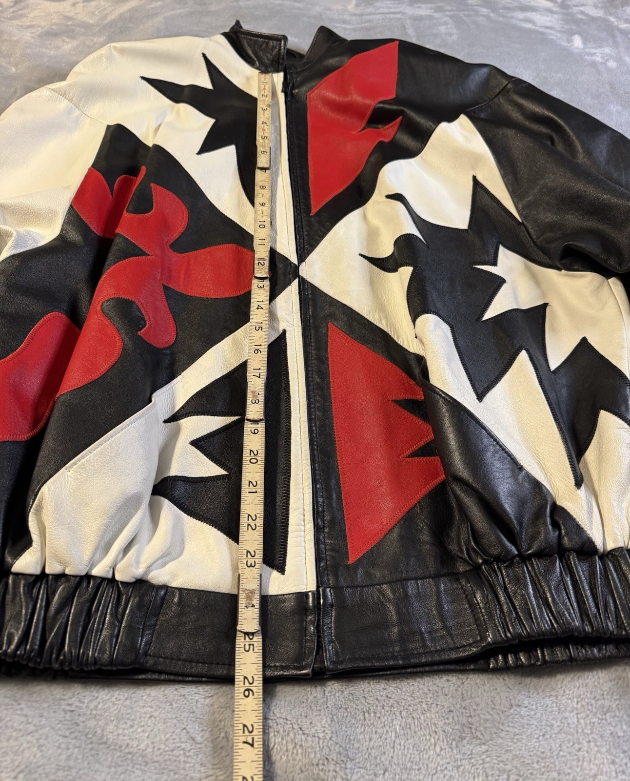JULIAN K Vtg Rare Leather Bomber Jacket-Sz L Dolman Sleeves 80’s Glam Pop Rock