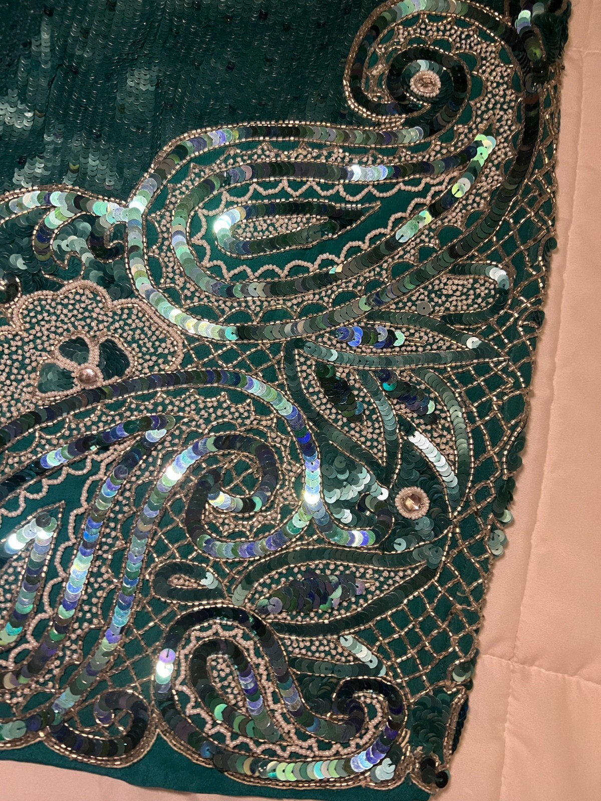 Naeem Khan Riazee Nights Blue Silver Beaded Evening Formal Dress M