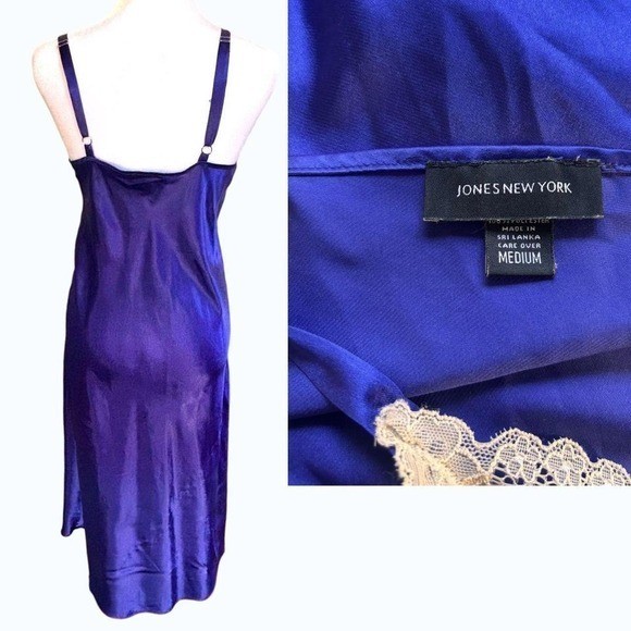 ✨ VINTAGE 90s JONES NEW YORK ELECTRIC BLUE SLIP DRESS M✨