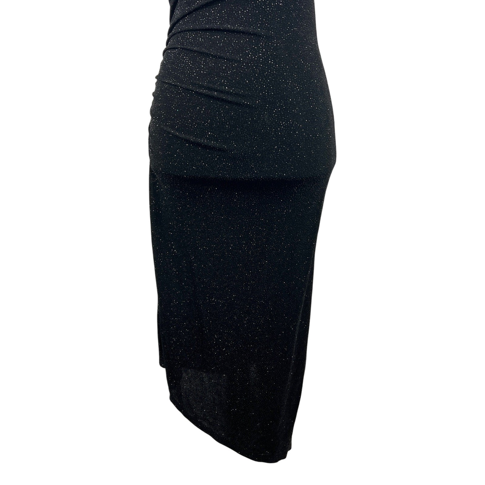 My Michelle Vintage Halter Dress Small Black Silver Glitter Ruched Y2K Fairy USA