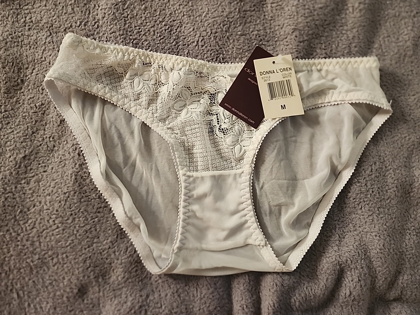 Vtg DONNA LOREN SZ Medium White Sheer Mesh Lace Bikini