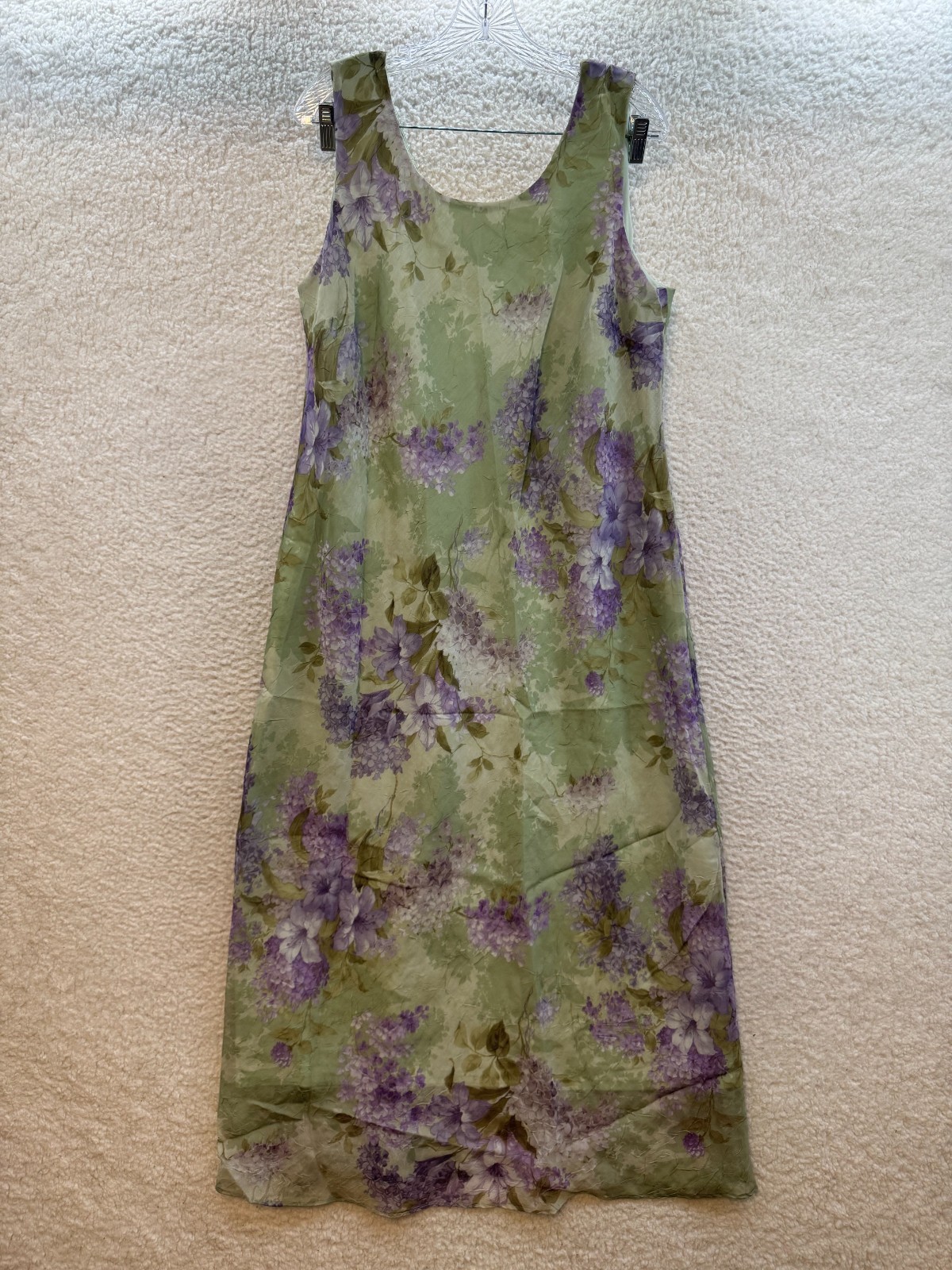 90s Vintage Mesh Midi Maxi Dress 18 XL Green Purple Floral