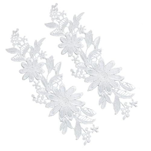 pson 1 Pair 9 x 3.14 Inch Lace Flower Embroidered, White Three 1 Pair-White