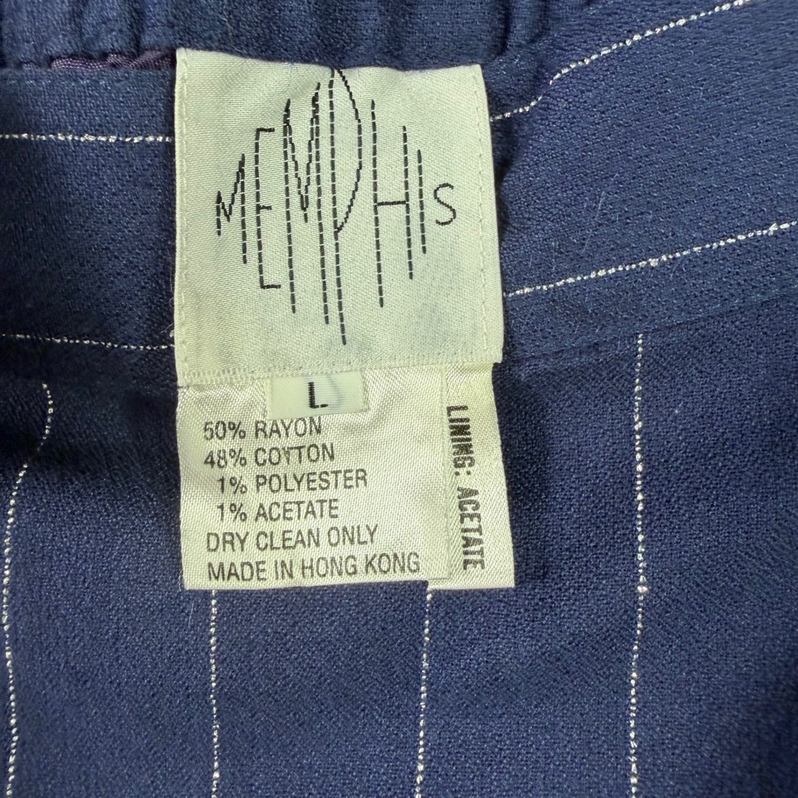 Vintage Memphis Navy Pinstripe Fringe Skirt Suit Set Western Blazer Large