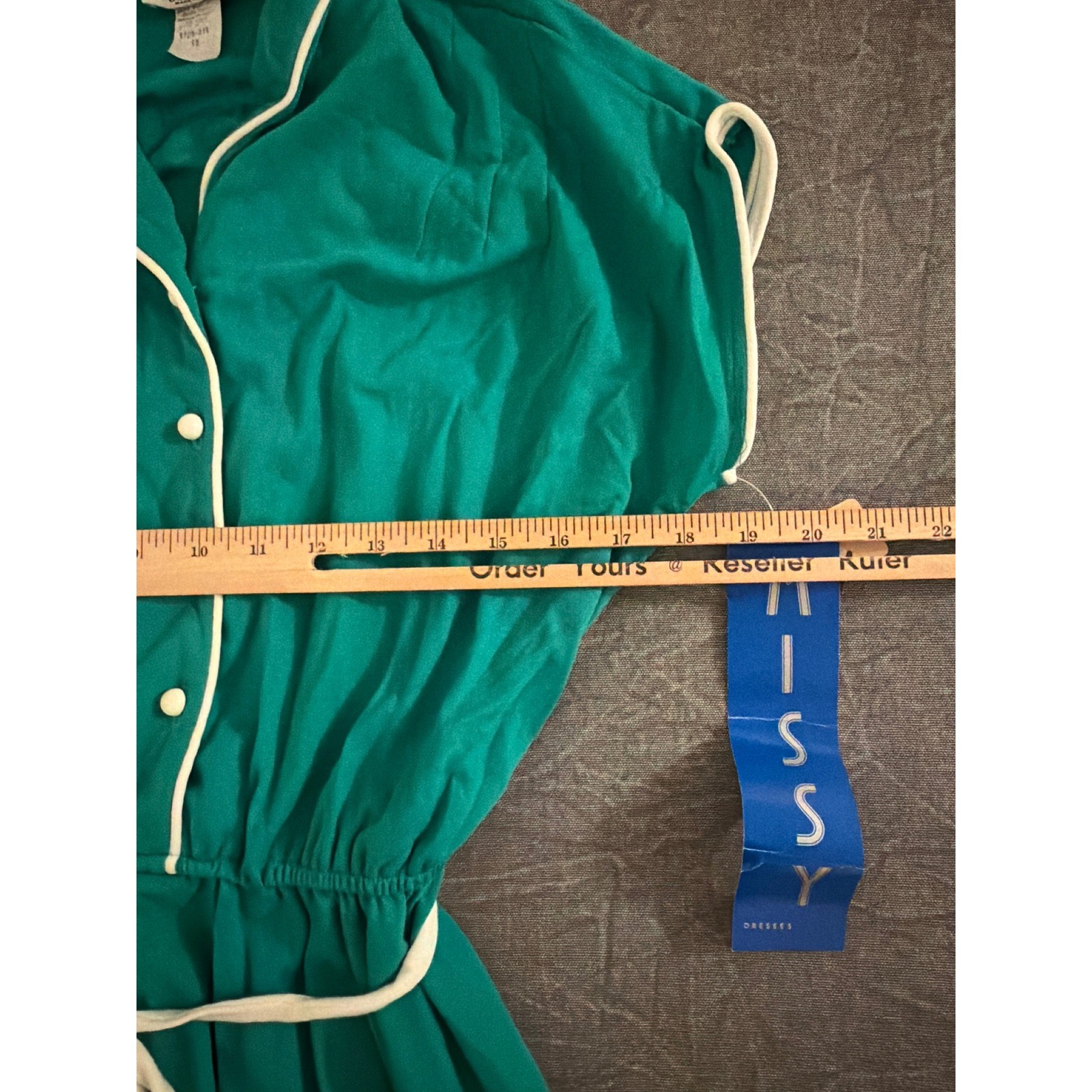 Doo-Dads Dress Womens 12 Vintage Green Contrast Trim Button Down NEW