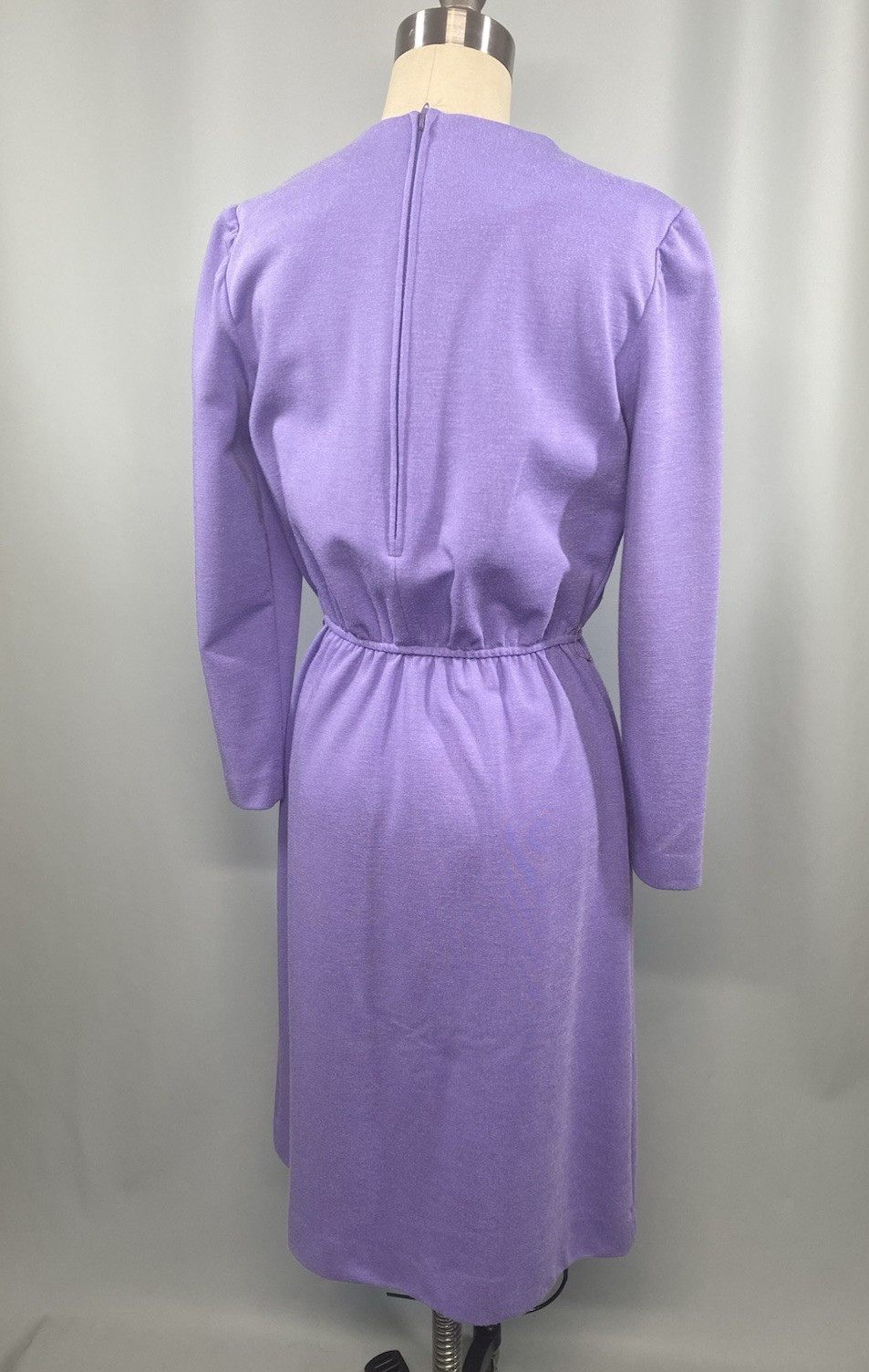 Vintage Dress SIZE PETITE MEDIUM 10 purple long sleeve LESLIE FAY 70s 80s