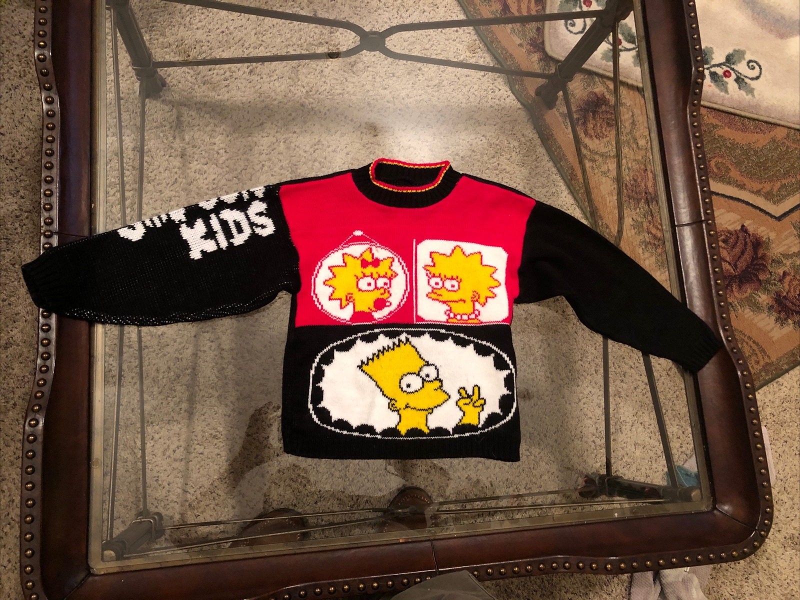 Vintage 1980’s The Simpsons Kids Sweatshirt Youth Bart Lisa Maggie Knit Cartoon