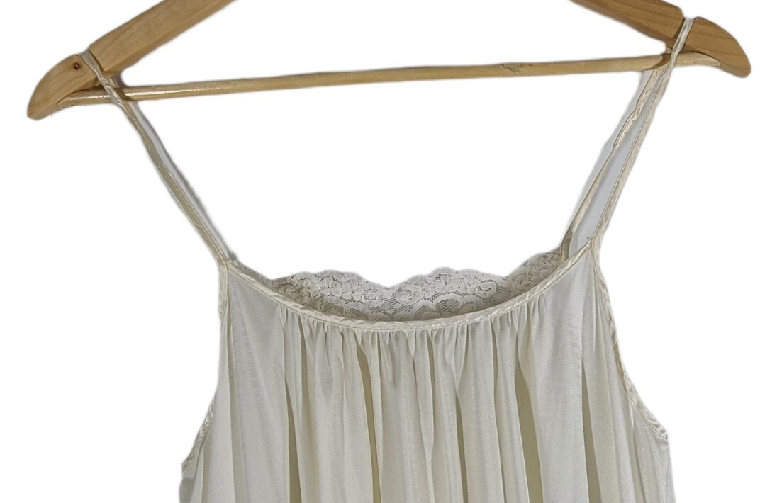 Sears slip dress Womens S (8/10) Ivory Full Nylon Silky Lingerie Sexy