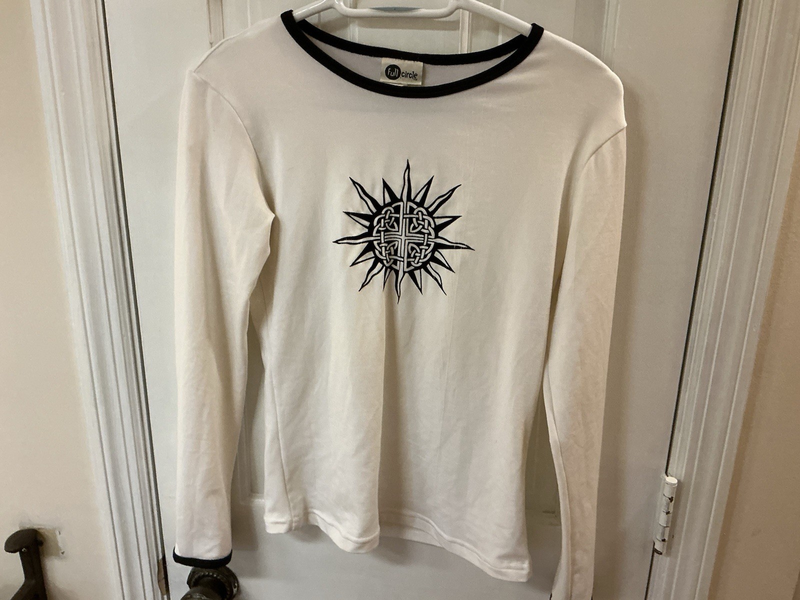 Vintage Y2K Full Circle Celestial Sun Ringer Tee Goth Boho Grunge M