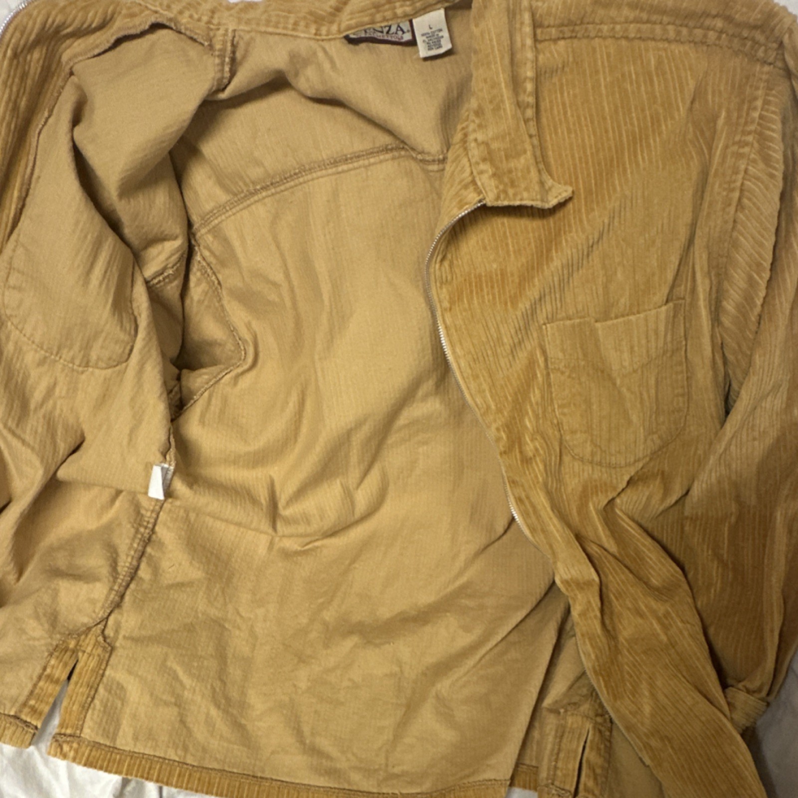 Vintage Cenza by Palmettos Corduroy Zip-Up Shirt Mustard Cotton Large Retro