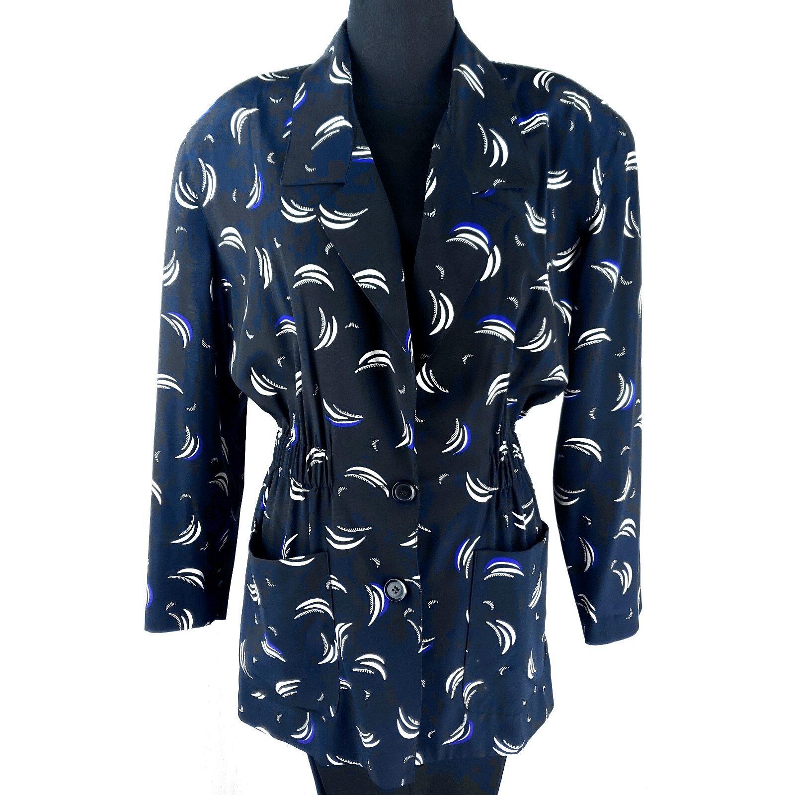 Vintage COUNTERPARTS Graphic Print Oversize Blazer Jacket – SZ 6 – Cinched Waist